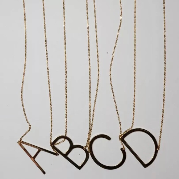 Gold Initial Pendant Necklace Letters A-Z - Picture 6 of 8